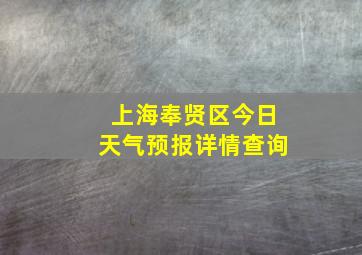 上海奉贤区今日天气预报详情查询