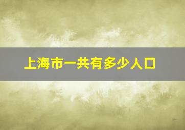 上海市一共有多少人口