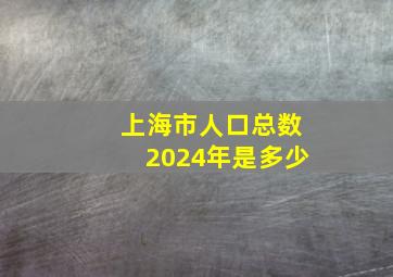 上海市人口总数2024年是多少