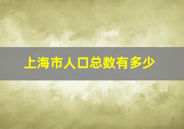 上海市人口总数有多少