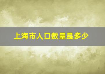 上海市人口数量是多少