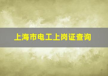 上海市电工上岗证查询