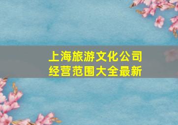 上海旅游文化公司经营范围大全最新