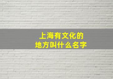 上海有文化的地方叫什么名字