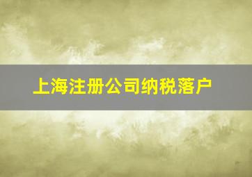 上海注册公司纳税落户