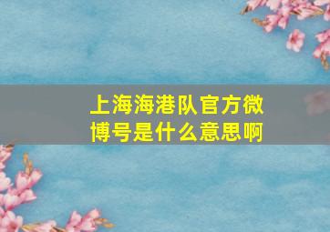 上海海港队官方微博号是什么意思啊