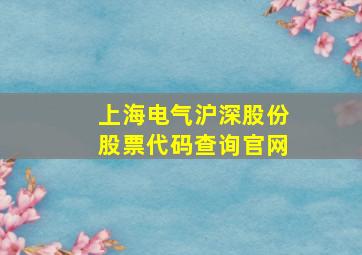 上海电气沪深股份股票代码查询官网