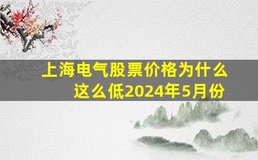 上海电气股票价格为什么这么低2024年5月份