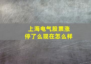 上海电气股票涨停了么现在怎么样