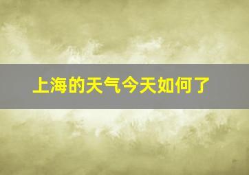 上海的天气今天如何了