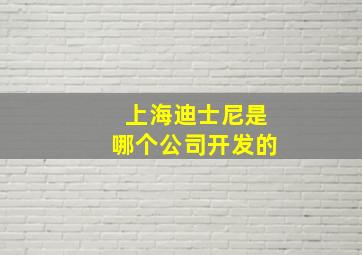 上海迪士尼是哪个公司开发的