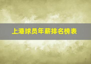 上港球员年薪排名榜表