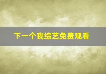 下一个我综艺免费观看