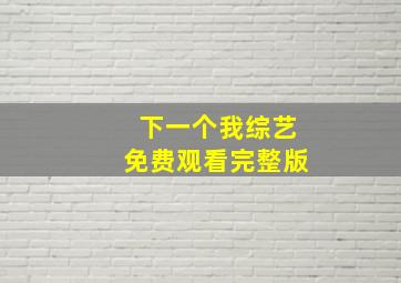 下一个我综艺免费观看完整版