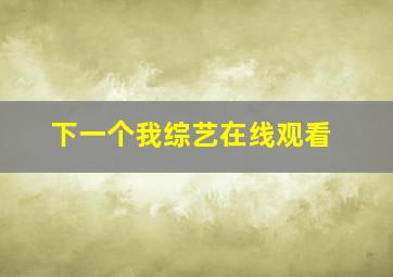 下一个我综艺在线观看