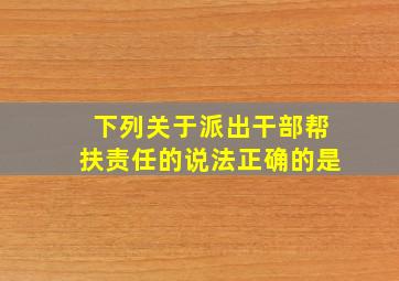 下列关于派出干部帮扶责任的说法正确的是