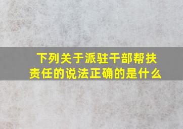 下列关于派驻干部帮扶责任的说法正确的是什么