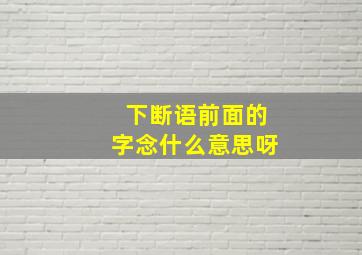 下断语前面的字念什么意思呀