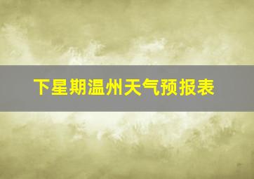 下星期温州天气预报表