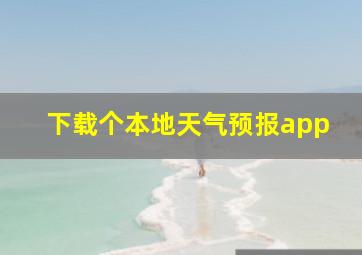 下载个本地天气预报app