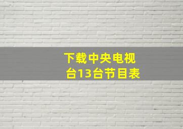 下载中央电视台13台节目表