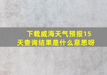 下载威海天气预报15天查询结果是什么意思呀