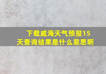 下载威海天气预报15天查询结果是什么意思啊