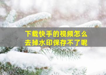 下载快手的视频怎么去掉水印保存不了呢