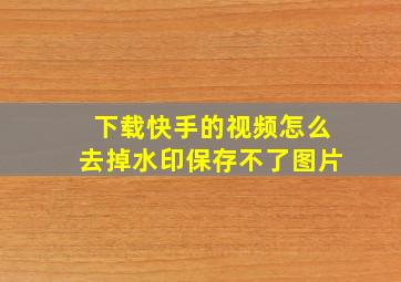 下载快手的视频怎么去掉水印保存不了图片