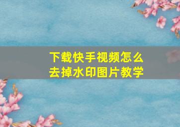 下载快手视频怎么去掉水印图片教学