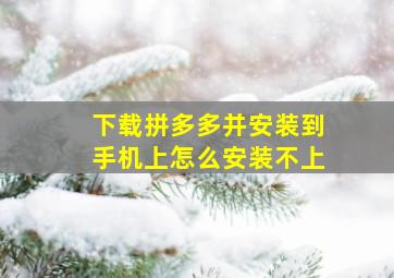 下载拼多多并安装到手机上怎么安装不上