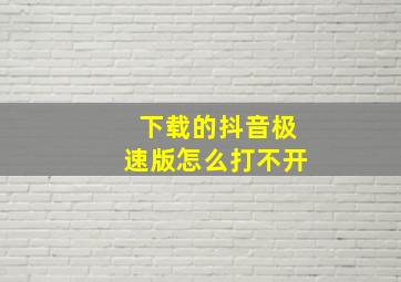 下载的抖音极速版怎么打不开