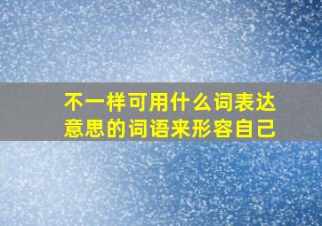 不一样可用什么词表达意思的词语来形容自己