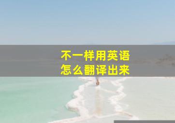 不一样用英语怎么翻译出来