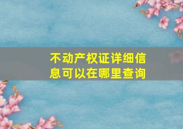 不动产权证详细信息可以在哪里查询