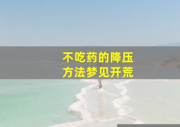 不吃药的降压方法梦见开荒