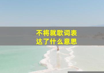 不将就歌词表达了什么意思