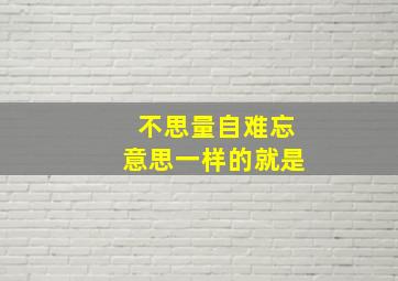 不思量自难忘意思一样的就是