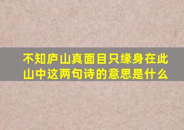 不知庐山真面目只缘身在此山中这两句诗的意思是什么