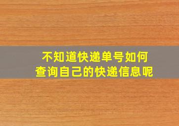 不知道快递单号如何查询自己的快递信息呢