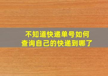 不知道快递单号如何查询自己的快递到哪了