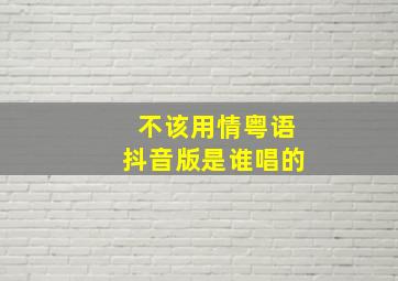 不该用情粤语抖音版是谁唱的