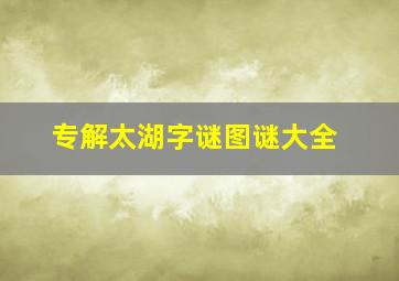 专解太湖字谜图谜大全