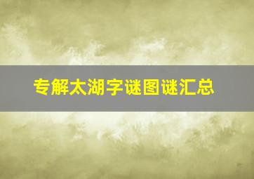 专解太湖字谜图谜汇总