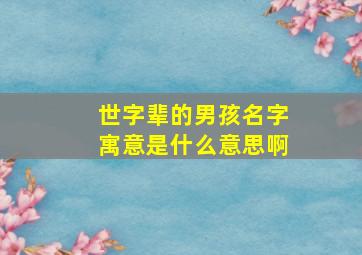 世字辈的男孩名字寓意是什么意思啊