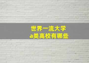 世界一流大学a类高校有哪些