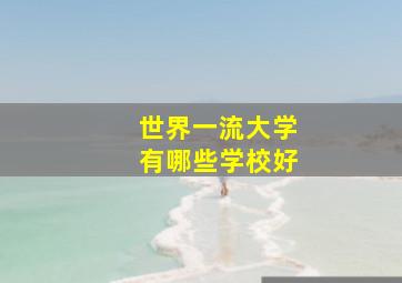 世界一流大学有哪些学校好