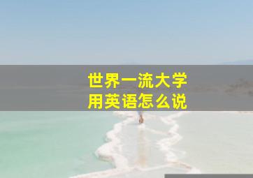 世界一流大学用英语怎么说