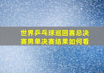 世界乒乓球巡回赛总决赛男单决赛结果如何看