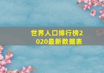 世界人口排行榜2020最新数据表